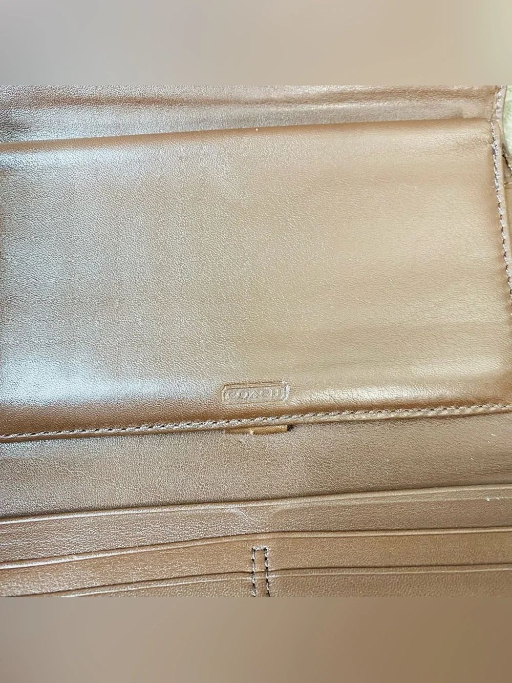 Coach Soho Vintage Brown Leather Pleated Trifold Wallet